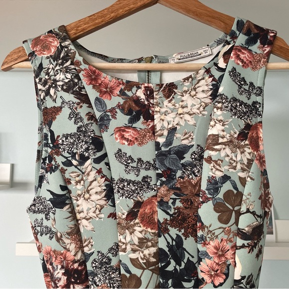 Pull & Bear Blue Floral Sleeveless A-Line Dress - Picture 3 of 10